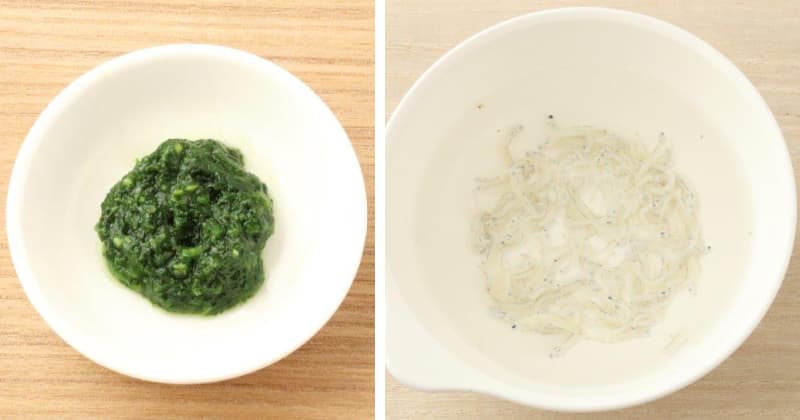 中期（7～8カ月頃）：小松菜しらすがゆのレシピ